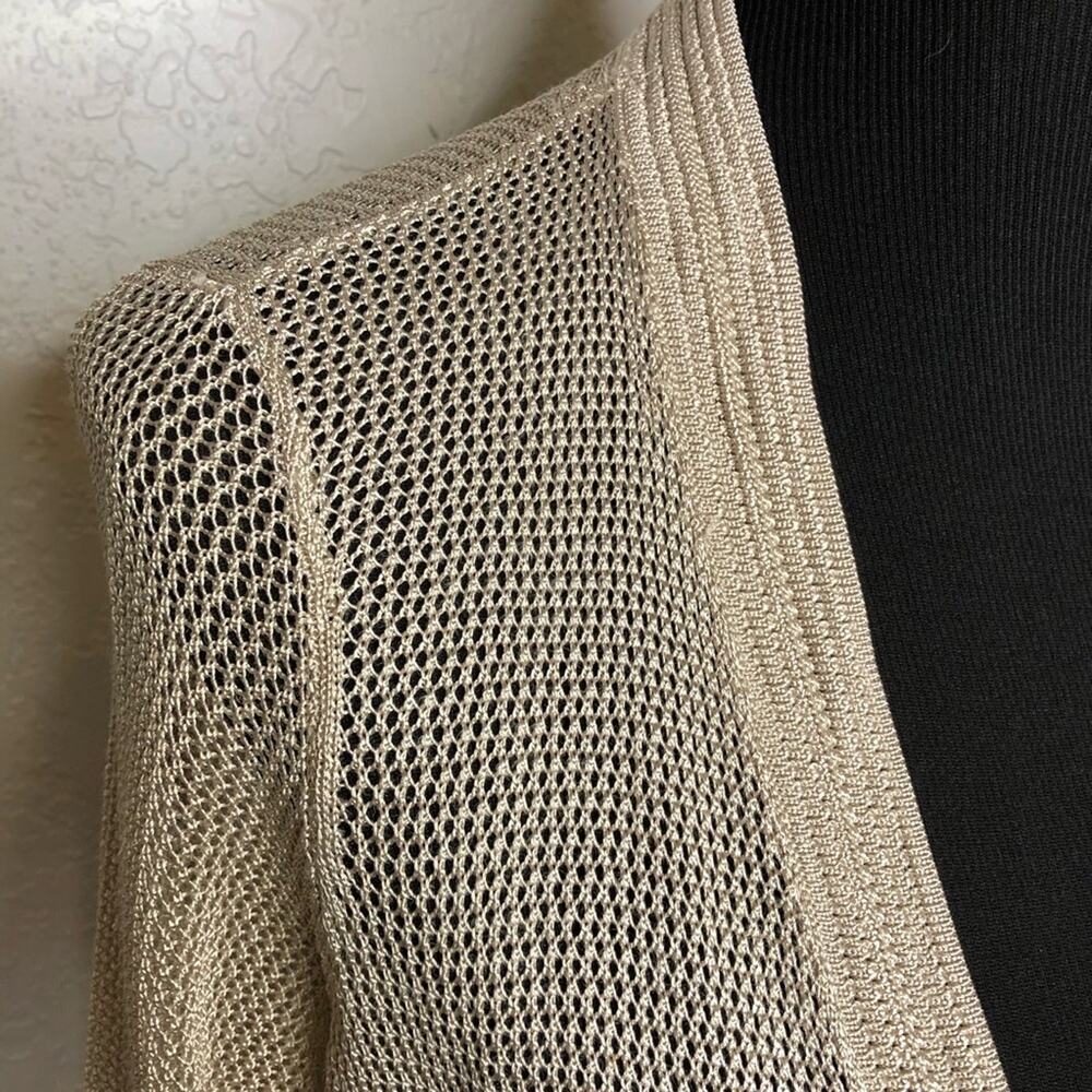 Whbm Champagne Open Front Open Knit Long Cardigan… - image 6